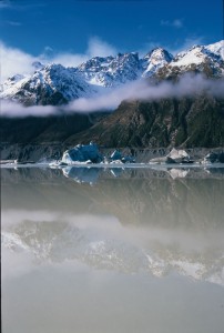 Iceberg in Tasman LakeMackenzie Basin cloudscape