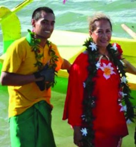 Zita Martel with Segavao Don Bosco rower Manusamoa