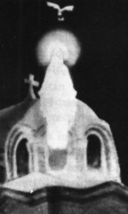 An apparition of Mary at Saint Mark’s Coptic Church, Zeitoun. There were many apparitions at this site dedicated to the Holy Family. Large crowds gathered, sometimes up to 250,000 people.