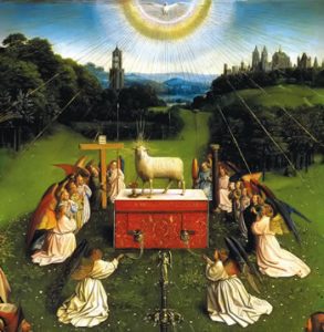 The Adoration of the Mystic Lamb by Jan and Hubert van Eyck, c. 1432 (detail)