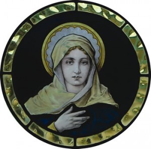 This image of Mary is from a window in the chapel at the Magnificat Community, Cross Creek, one of Fr Brian O’Connell’s favourite places.