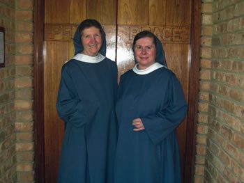 Sr Therese and Sr Maureen Therese at the Abby door