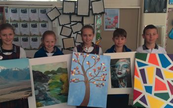 Pupils of St Joseph’s Fairlie display some of their artwork