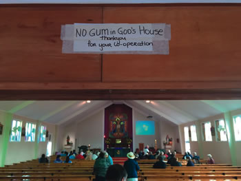 No gum in church Otara