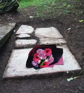 Grave of Jean Yvert, Mount Street Cemetery, Wellington, and the sign marking his grave