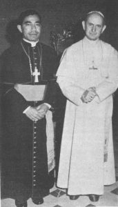 The first Tongan Bishop, Patelisio Finau SM, with Pope Paul VI, 1972