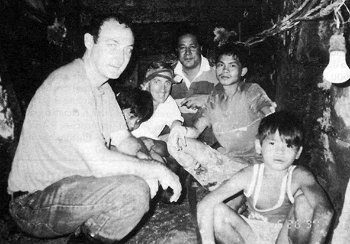 Marist Fathers John Larsen, Patrick Devlin and Aliki Langi, with workers in a gold mine in the Philippines. Fr John is now Superior General of the Society of Mary, Fr Pat is the SM General Secretary, and Fr Aliki ministers at Holy Name of Mary Parish, Hunters Hill, in Sydney