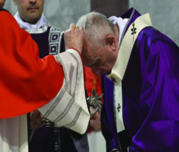 Pope Francis receives the ashes